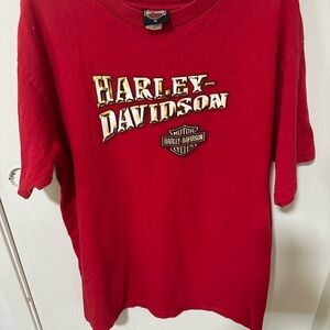 Mens Harley Davidson Motorcycle Short Sleeve Red T-Shirt Size XL